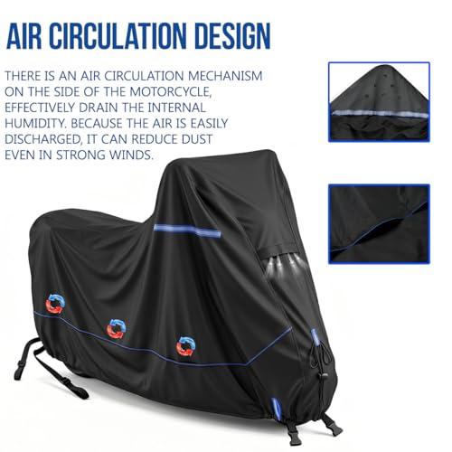 Heavy-Duty Waterproof Motorcycle Cover Fits Kawasaki Ninja 400 500 650 Z900 ZX-6R (No Trunk) for Outdoor Storage, All Weather Protection with Windproof Buckles & Multi-Vent