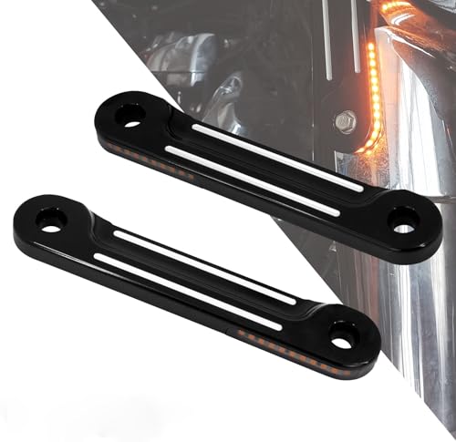 Motorcycle Flush Fork Turn Signals Brackets Shock absorber LED Running Side Lamp For Harley Touring Street Glide Road King 1998-2025 (Color: Black&White) - color: Black&White