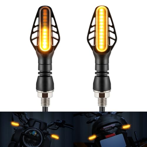 iFunyLED 2PCS Flowing Sequential Motorcycle LED Turn Signals,12V Super Bright Mini Cobra Appearance LED Blinkers,Fit for Harley Honda KTM Kawasaki Suzuki Yamaha - Amber - color: Amber-Cobra