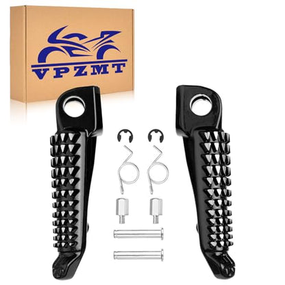 Motorcycle Front Foot Pegs/Footrests/Pedals for kawasaki ZX6R ZX10R 650R EX650 Z750 Z750S Z1000 ER-6N ER-6F ER6 (Bright black) - color: Bright Black