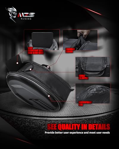 MZS Motorcycle Saddle Bags, 47L Extendable Large Capacity Saddlebags Travel Luggage Bag with Waterproof Rain Cover, Motorbike Side Bag Storage Accessories - size: 47L