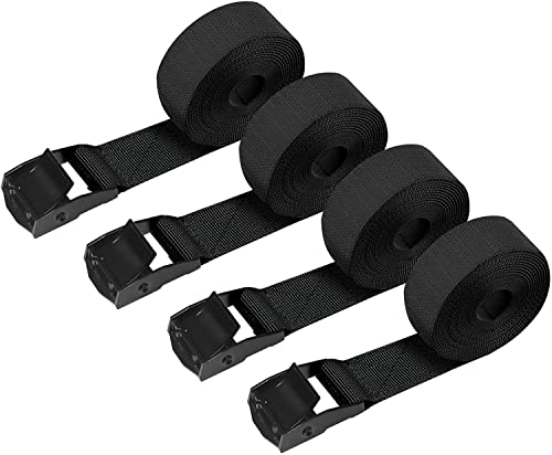 4 Pack Tie Down Strap,5ft x 1" Lashing Straps with Adjustable Buckle Heavy Duty Secure Straps up to 600 lbs for Cargo, Luggage, Bicycles, Motorcycles, Truck, SUV, Car Roof Rack, Canoe - color: Black, size: 5ft
