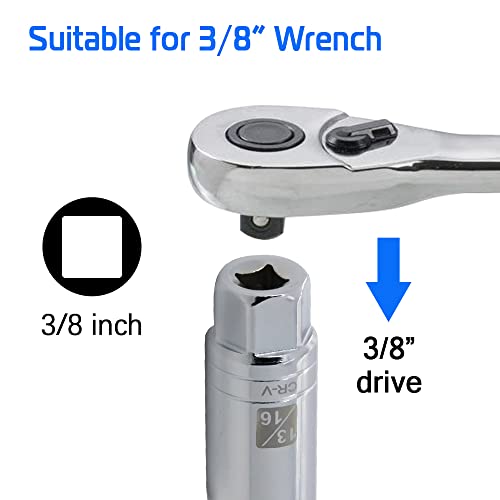 13/16-inch Magnetic Spark Plug Socket 3/8-inch Drive 6-Point Powerful Magnet Retains Spark Plugs Chrome Vanadium Steel - size: 13/16-inch