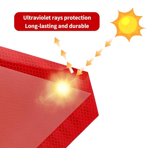 2pcs Slow Moving Vehicle Sign, 7" x 8" Diamond Grade Reflective SMV Triangle Sticker Decals, High Visibility Safety Caution Warning Vehicle Reflector Tape for Tractor UTV Golf Cart Accessories (Red)