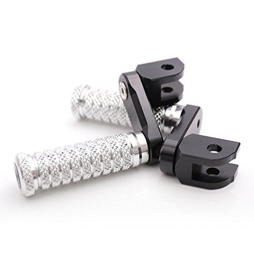 MC MOTOPARTS POLE Silver CNC 40mm Extension Riser Front Foot Pegs Compatible with YZF R3 2015-2017 - color: Silver, size: 40 mm Extension
