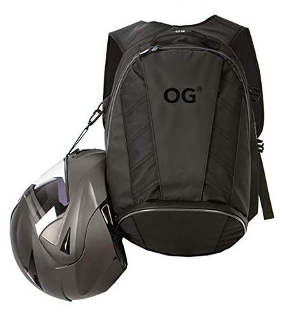 OG Original EZ-Rider PRO Motorcycle Backpack Black Expandable 28-35L, Motorbike Helmet Bag, Helmet Strap, Waterproof Motorcycle Backpacks for Men with Laptop Pocket, Reflective (Black Logo) - style: Ez-rider (Black Logo)