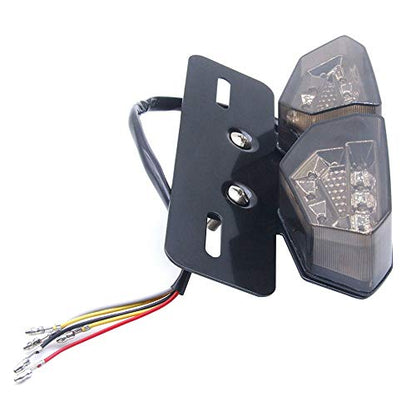 Motorcycle Tail Light Integrated Running Brake Stop Light Dual Eye Turn Signals Lamp Black with License Plate Bracket for Harley Honda Yamaha Suzuki Kawasaki - color: Black 2