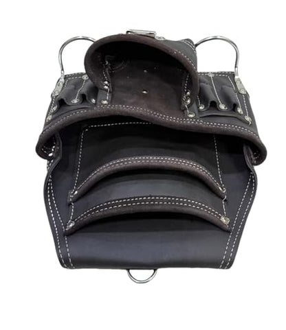 Zeluga 20-111 10 Pocket Rigger Heavy Duty Leather Tool Bag, Oil Tanned - color: Oil Tanned