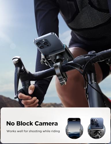 JOYROOM Motorcycle Bike Phone Holder Mount - [Not Block Camera] Bicycle Phone Holder Handlebar Cell Phone Clamp - [Silicone Wrapped] Scooter Phone Holder for iPhone Samsung 4.7''-7'' Smartphones, Blue - color: Blue