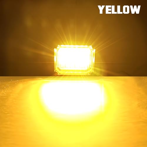 4 Pods Yellow LED Rock Light Waterproof Neon Trail Rig Lamp Underglow Lights for Car Truck Motorcycle SUV ATV UTV (Yellow) - color: Yellow