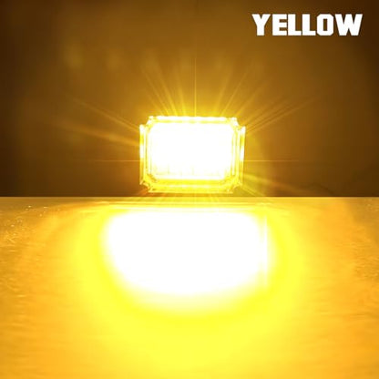 4 Pods Yellow LED Rock Light Waterproof Neon Trail Rig Lamp Underglow Lights for Car Truck Motorcycle SUV ATV UTV (Yellow) - color: Yellow