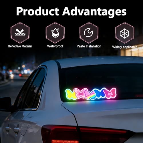 Car Reflective Stickers, Cute Butterfly High Intensity Reflective Safety Decal, Waterproof & Scratch-Covering Decor Sticker, Universal for Most Cars, Motorcycles, Helmets & Bikes - size: Butterfly