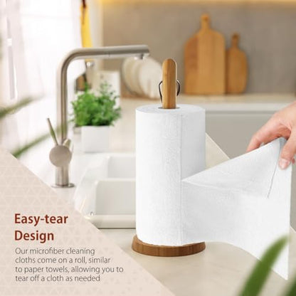 H4N Microfiber Cleaning Cloth Roll, 85 Pack Micro Fiber Wash Cloths for Car, Tear Away Towels, Ultra Absorbent Dish Rags, Non-Abrasive, Reusable and Washable Household Supplies, 11.81" x 11.81", White - color: White