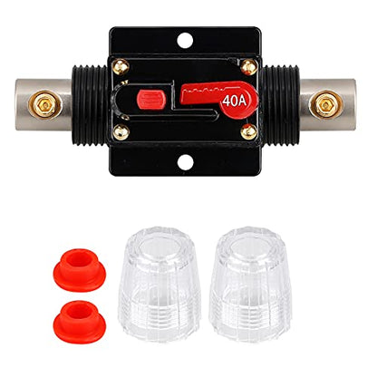 40 Amp Fuse Holders,Audio Circuit Breaker,Reset Fuse Inverter 20A 30A 40A 50A 60A 80A 100A 150A 12V-24V DC Replace Fuses for Car Audio and Amps Overload Protection - color: 40A