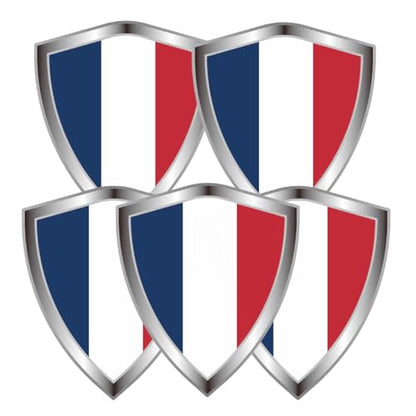 France Flag Decal Sticker - French Flags Shield Shape Reflective Vinyl Car Stickers - for Car Window Bumper Laptop Waterproof Sticker (5Pcs) - color: France