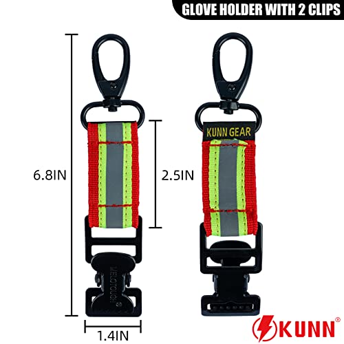 KUNN Firefighter Glove Strap Safety Glove Holder Clips for Work with Alligator Clip - color: Red