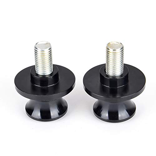 Goldfire 2pcs 10MM M10 X1.25 Motorcycle Swing arm Sliders Spools CNC Swing Arm Stand Screw for FZR 1000/600R/400 for Kawasaki Z750 /Z750S/ Z750R /ER-6F /ER-6N /Duke 125/200/390 (Black) - color: Black