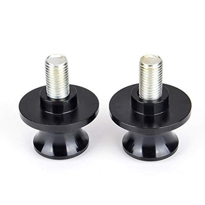 Goldfire 2pcs 10MM M10 X1.25 Motorcycle Swing arm Sliders Spools CNC Swing Arm Stand Screw for FZR 1000/600R/400 for Kawasaki Z750 /Z750S/ Z750R /ER-6F /ER-6N /Duke 125/200/390 (Black) - color: Black
