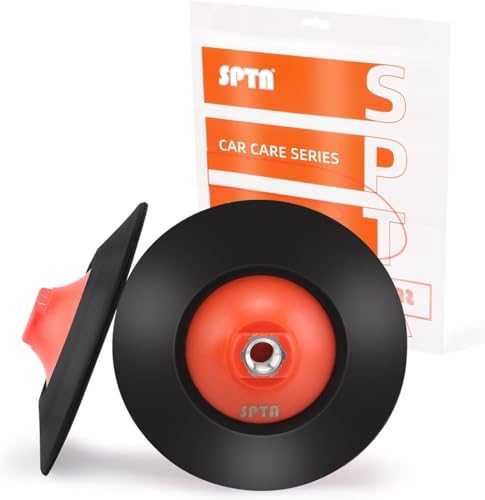 SPTA 2Pcs RO Rotary Flexible Backing Plate, Hoop-and-Loop Face PU Soft Backing Pad Used On Rotary Polisher Sander for Sanding Polishing Buffing Finishing (M14 Thread, Orange, 6Inch (150mm)) - size: 6Inch (150mm), style: M14 Thread