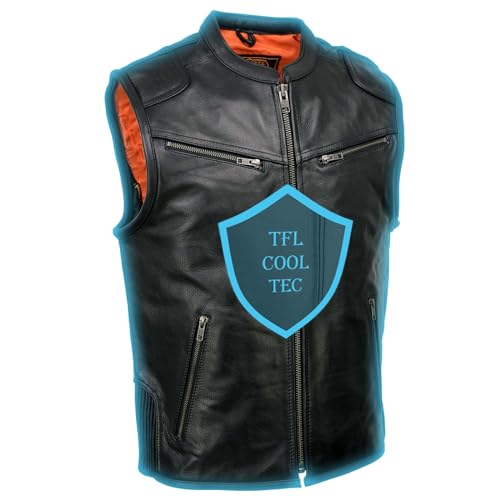 Milwaukee Leather Men's Classic Collarless Motorcycle Biker Rider Leather Vest |MLM|SH - color: Mlm3502-black, size: Small