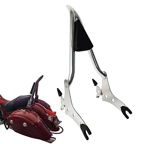29" Chrome Sissy Bar Passenger Backrest Rear Pad Compatible for Indian Accessories Chieftain Roadmaster Springfield Challenger Vintage Pursuit Dark Horse 2014-2024 - color: Chrome