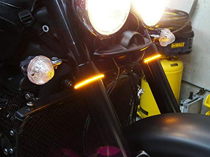 iJDMTOY Universal Wrap Around Mount Amber LED Turn Signal Light Strips Compatible with Motorcycle Fork or ATV UTV Rollbar - color: Amber