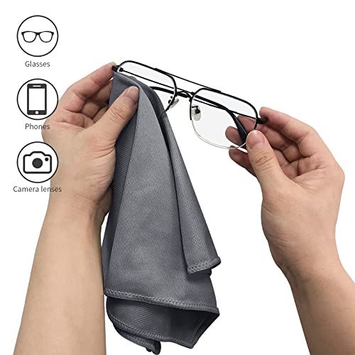 Puomue 6 Pack Microfiber Glass Cleaning Cloth, 16 Inch X 16 Inch, Lint Free Quickly Clean Window, Glasses, Windshields, Mirrors, and Stainless Steel, Grey - color: Grey