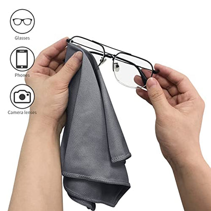 Puomue 6 Pack Microfiber Glass Cleaning Cloth, 16 Inch X 16 Inch, Lint Free Quickly Clean Window, Glasses, Windshields, Mirrors, and Stainless Steel, Grey - color: Grey