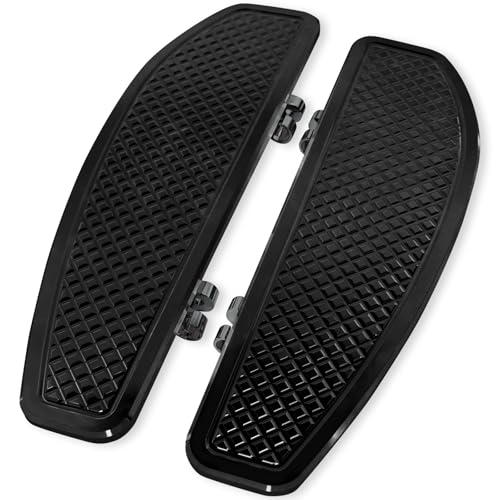 Black Anti-Slip Stretched Driver Rider Floorboards Foot Pegs Footboards for Harley Touring Road king, Road glide, Street glide, Electra glide 1986-2025 & Softail 1986-2017 - color: Driver Floor Boards-Black