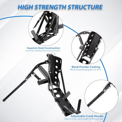 ECOTRIC 800LBS Motorcycle Trailer Hitch Scooter Hauler Mount Rack 2" Motorcycle Tow Carrier Receiver Heavy Duty Steel