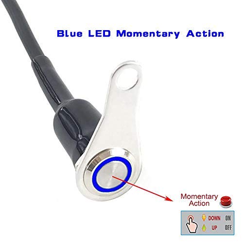 RAYANA Stainless Steel LED Motorcycle Switch Horn Handlebar Adjustable Mount Waterproof DC12V Momentary Button Switch (A-Blue-Monentary Button)