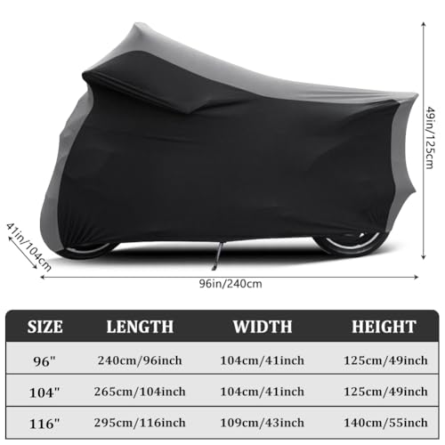 WinPower Indoor Motorcycle Cover, Soft Stretch Elastic Dustproof Scratchproof Protection Cover for Motorbikes, 96inches - size: XL(96 x 41 x 49 inches)
