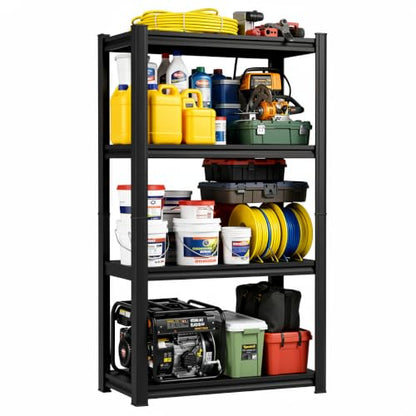 Metal Garage Shelving 4 Tier, Heavy Duty Garage Storage Shelves, Adjustable Steel Shelving Unit, Metal Storage Rack for Garage Pantry Kitchen Basement, Black, 16" W x 12" D x 54" H - size: 4TIER-16"W X 12"D X 54"H