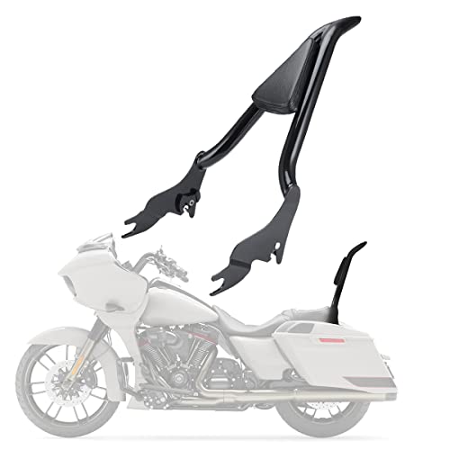 22 inch Detachable Passenger Sissy Bar Fit for Harley Touring Models 2009-2024 CVO Road Glide Street Glide Road King, One-Piece Rear Backrest with Back Cushion Black