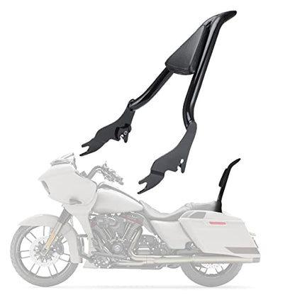 22 inch Detachable Passenger Sissy Bar Fit for Harley Touring Models 2009-2024 CVO Road Glide Street Glide Road King, One-Piece Rear Backrest with Back Cushion Black