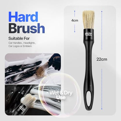 5 Pcs Car Detailing Brush Set – 2 Pcs Ultra-Soft for Delicate Leather, Screens & Trim, 2 Pcs Nylon for Wheels, Tires & Tough Dirt, 1 Pc Boar Hair for All-Purpose Interior & Exterior Detailing