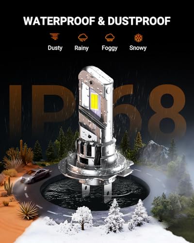 SEALIGHT H7 Fog Bulb 40000LM Super Brigh, 6500K Cool White with Cooling Fan, 1:1 Mini Size Light Bulbs, Plug-N-Play, Pack of 2 - size: H7