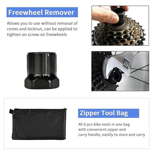 Bike Tool Kit, Professional Bike Repair Tools for Mountain Bike with 3-in-1 Cassette Remover Wrench Crank Puller Extractor Bottom Bracket Freewheel Remover Chain Breaker - color: 6 Pcs