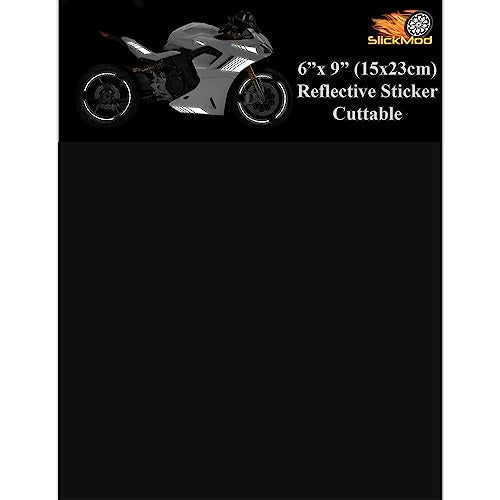 SlickMod - Reflective Sticker Sheet for Phone, Camera, Bike, Motorcycle, Stroller, Helmets, Scooter & More - Custom DIY Adhesive Film Kit - High Visibility (1. Black, 6" x 9") - color: 1. Black, size: 6" x 9"