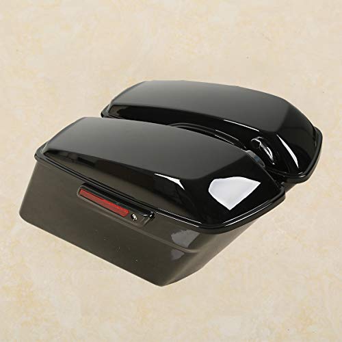XMT-MOTO Vivid Blac Hard Saddlebags Fit for Harley Davidson Touring FLT FLHT FLHTCU FLHRC Road King Road Glide Street Glide Electra Glide Ultra-Classic 2014-2024 - color: Vivid Black saddlebags w/Black latches Kit