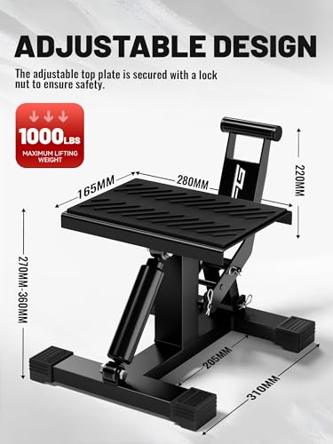 JFG RACING Motorcycle Dirt Bike Stand,1000Lbs Capacity Lift Jack Hoist Table Height Adjustable Lifting Stand Ideal for Dirtbike Pit Bike Repair&Maintainance,Dirt Bike Accessories-Black - color: black