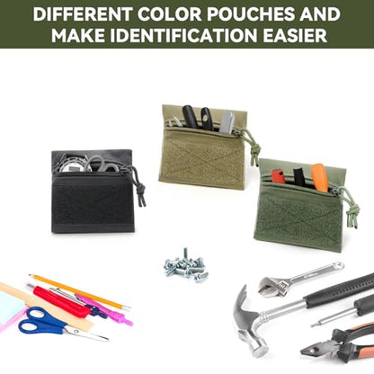 Qavctw 3 Pack Tool Pouch Zipper Bag Tactical Utility Pouches with Hook and Loop Multipurpose Storage Organizer Tool Pouches - size: S:3.94×4.13in
