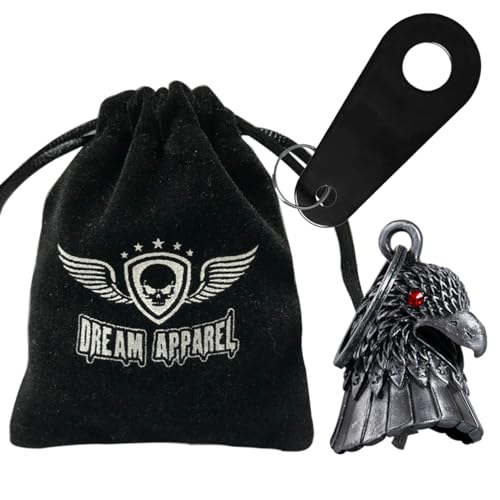 Dream Apparel Motorcycle Bell Guardian Angel Drive Away Gremlin, Biker Bell for Men Women Rider Riding, Good Luck Gift - color: Eagle Head With Red Eyes