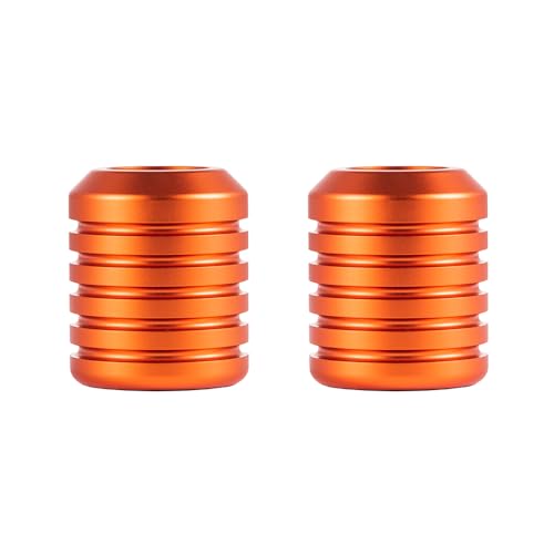 Advanblack CNC Aluminum Motorcycle Frame Sliders – Crash Bar Slider for Harley 1-1/4” Flat Out & Highway Crash Bars/Saddlebag Guards – Red, Gold, Black, Silver – Bolt-On Pair with Screws (Orange CNC) - color: Orange CNC