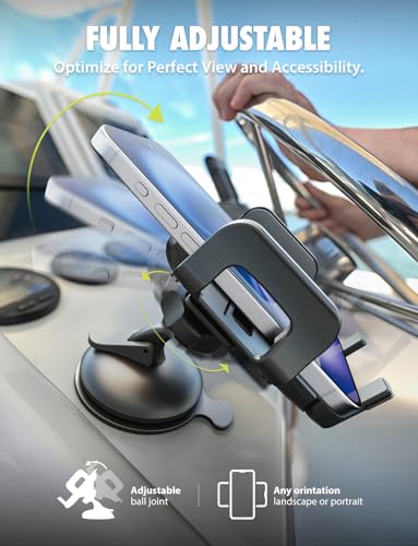Bracketron Griplox Waterproof Phone Mount for Boats – Marine Suction Cup Holder with Sealed Case, Secure Boat/Kayak/Jet Ski Phone Holder, Fits Smartphones up to 6.75"