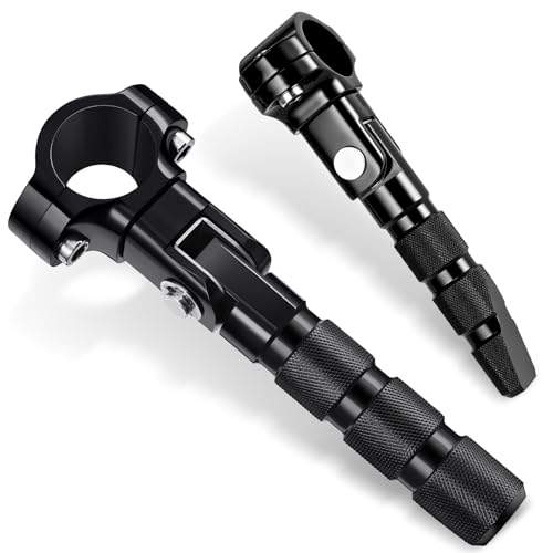 Amazicha Motorcycle Foot Pegs 1"&1.25" Highway Pegs Stainless Steel CNC Aluminum Adjustable Fit for Harley Davidson Street Glide Road King Road Glide Softail Dyna Sportster 1-1/4" Engine Guard, Black - color: Black