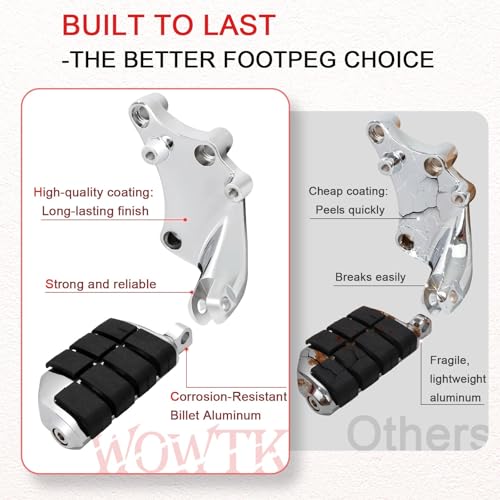 Rear Passenger Footpegs Foot Rests Pedal Mount Fits for Harley Sportster 883 1200 2014-2022,Chrome - color: Chrome For Lion Paw Style