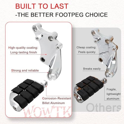 Rear Passenger Footpegs Foot Rests Pedal Mount Fits for Harley Sportster 883 1200 2014-2022,Chrome - color: Chrome For Lion Paw Style