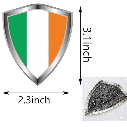Ireland Flag Decal Sticker - Irish Flags Shield Shape Reflective Vinyl Car Stickers - for Car Window Bumper Laptop Waterproof Sticker (5Pcs) - color: Ireland
