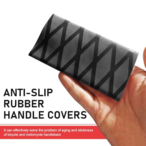 4 PCS Non-Slip Heat Shrink Motorbike Grips & Brake Grips Sleeve, Diamond Grid Rubber Handlebar Grip Cover, Shockproof Handlebar Protector, Universal for Dirt Bike, Scooter (Black) - color: Black